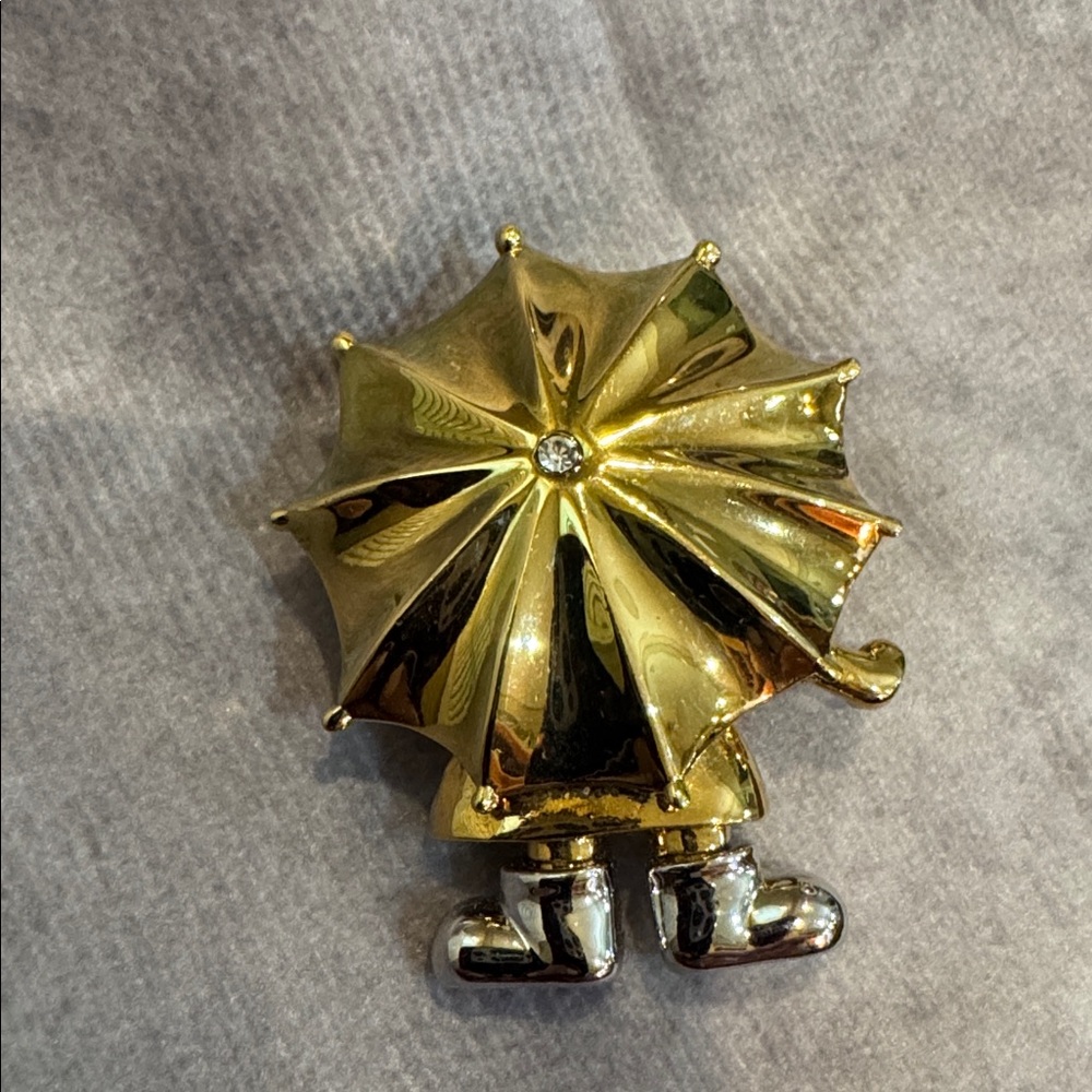 Lady Remington Gold and Silver Umbrella Brooch pin‎